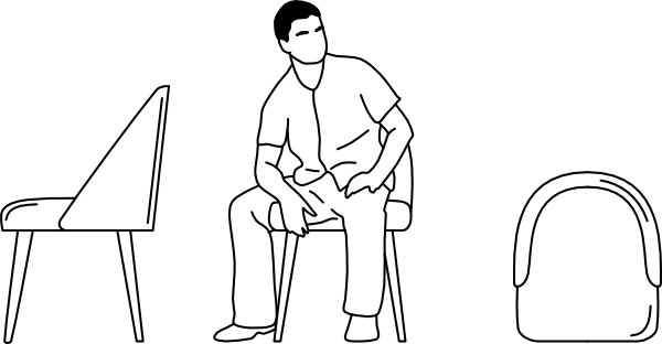 Modern chair shown in side front and overhead views